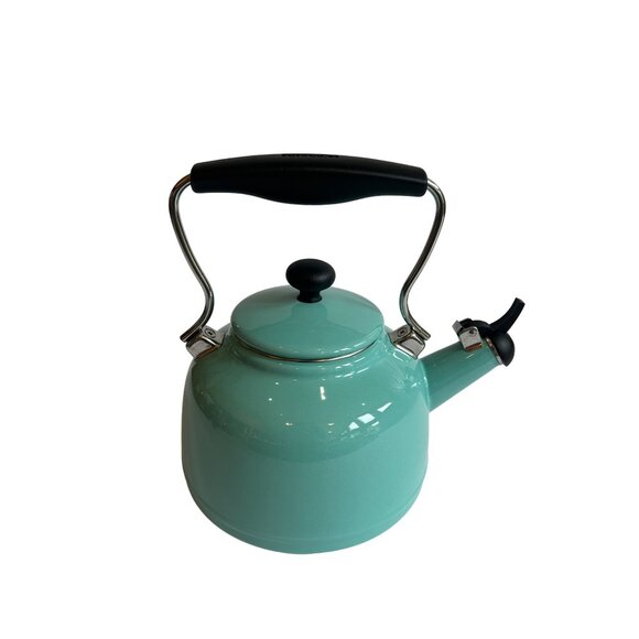 Chantal 1.7 Qt Turquoise Enamel-On-Steel Whistling Tea Kettle Ergonomic Handle - Picture 1 of 6
